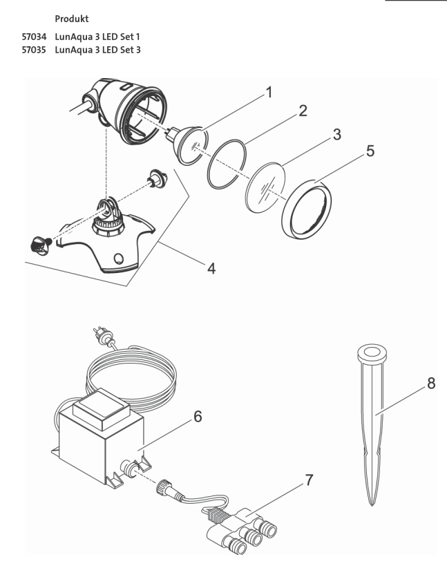 Bauplan 1 Ersatzteile für Oase LunAqua 3 LED Set 3