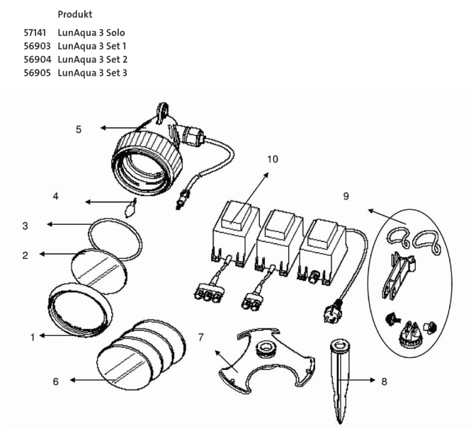 Bauplan 1 Ersatzteile für Oase LunAqua 3 Set 3