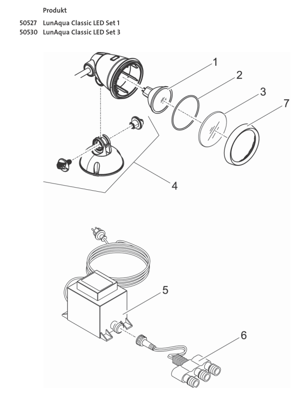 Bauplan 1 Ersatzteile für Oase LunAqua Classic LED Set 3