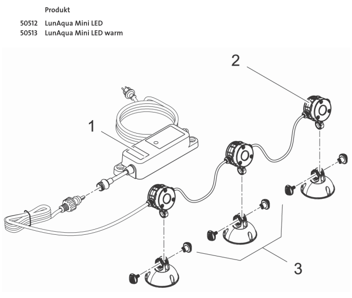 Bauplan 1 Ersatzteile für Oase LunAqua Mini LED warm