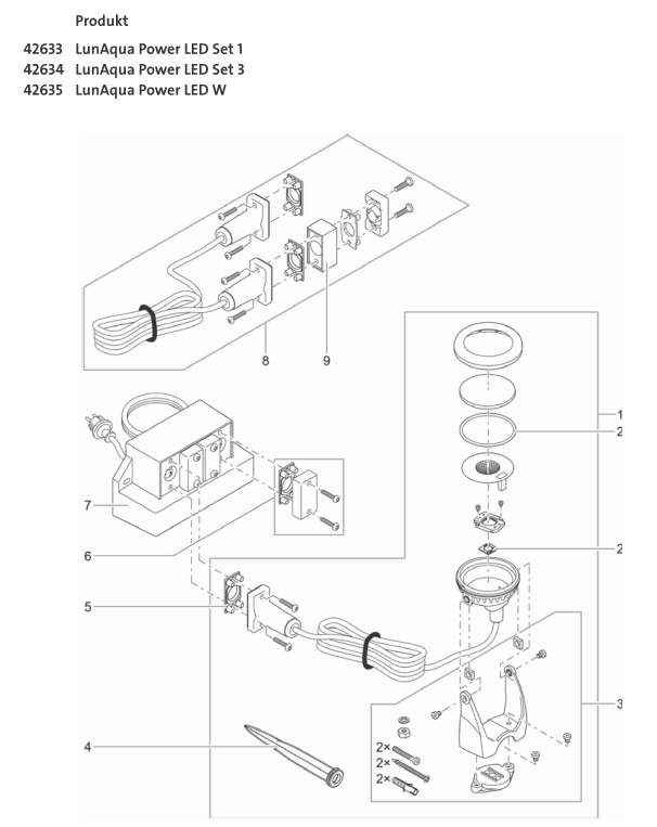 Bauplan 1 Ersatzteile für Oase LunAqua Power LED W