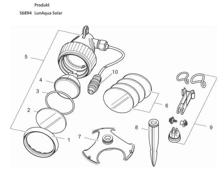 Bauplan 1 Ersatzteile für Oase LunAqua Solar