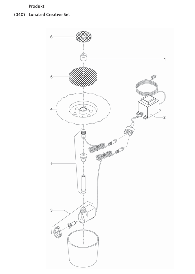 Bauplan 1 Ersatzteile für Oase LunaLed Creative Set