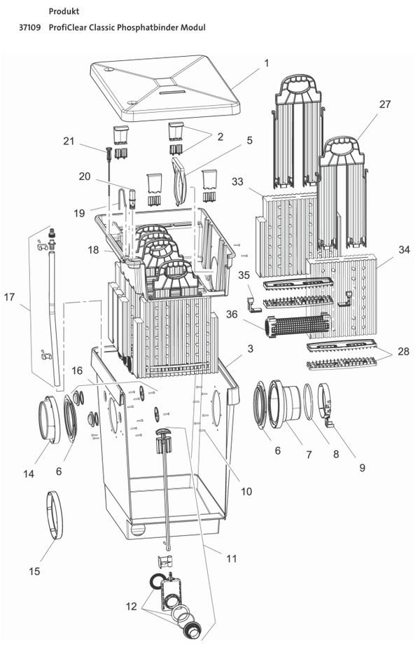 Bauplan 1 Ersatzteile für Oase ProfiClear Classic Phosphatbinder Modul (Nr. 37109)