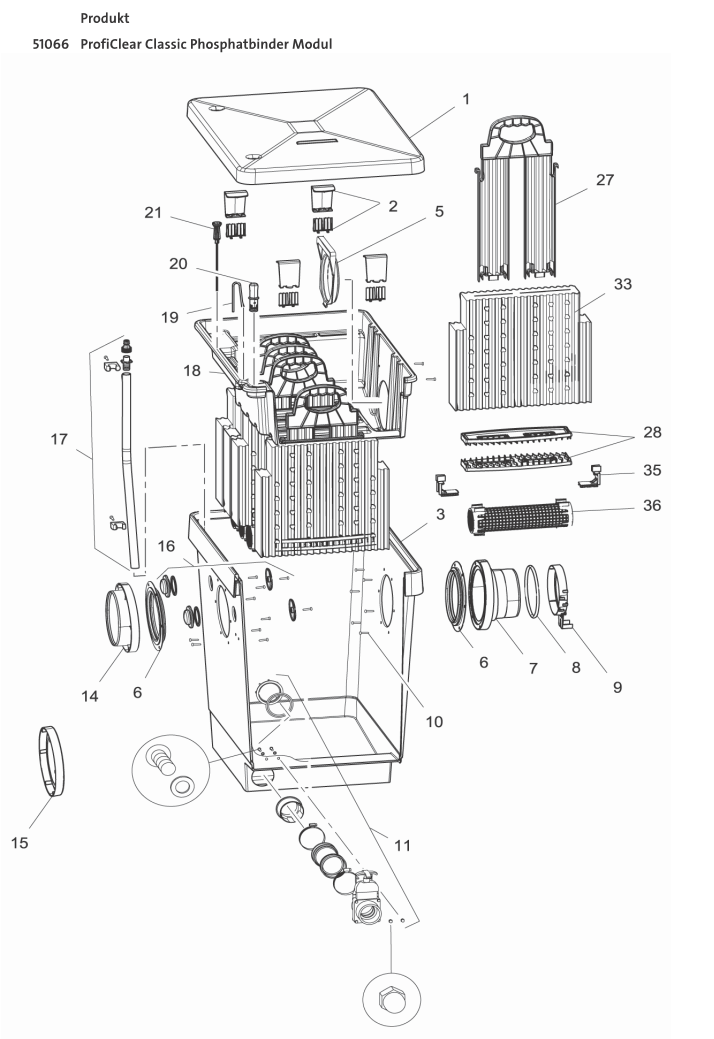 Bauplan 1 Ersatzteile für Oase ProfiClear Classic Phosphatbinder Modul (Nr. 51066)