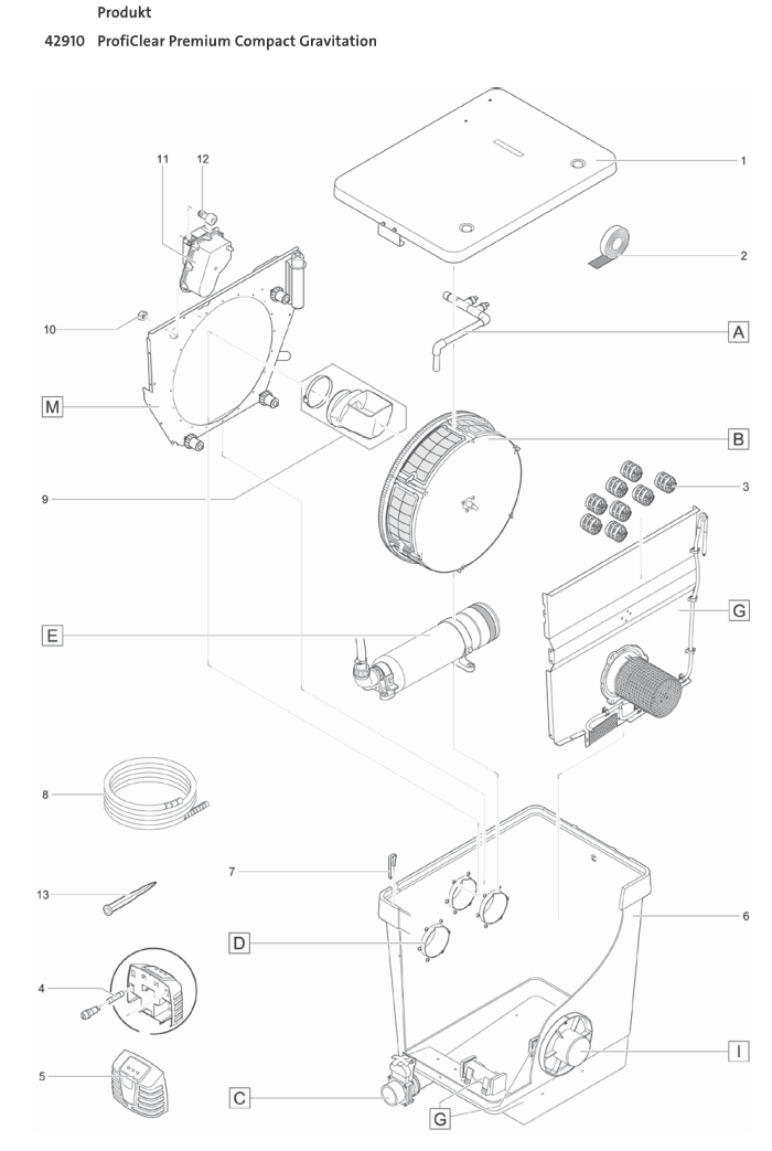 Bauplan 1 Ersatzteile für Oase ProfiClear Premium Compact Gravitation