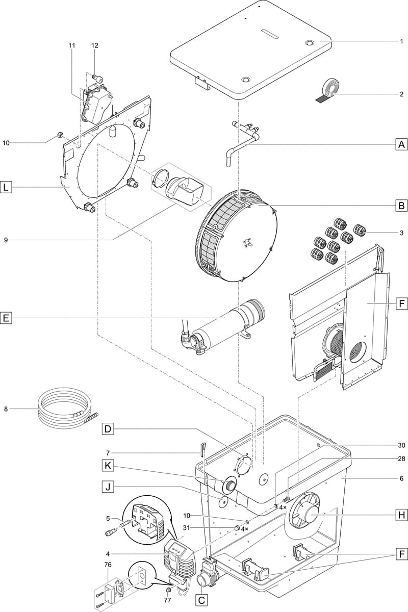 Bauplan 1 Ersatzteile für Oase ProfiClear Premium Compact-M gepumpt EGC
