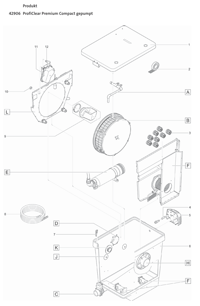 Bauplan 1 Ersatzteile für Oase ProfiClear Premium Compact gepumpt