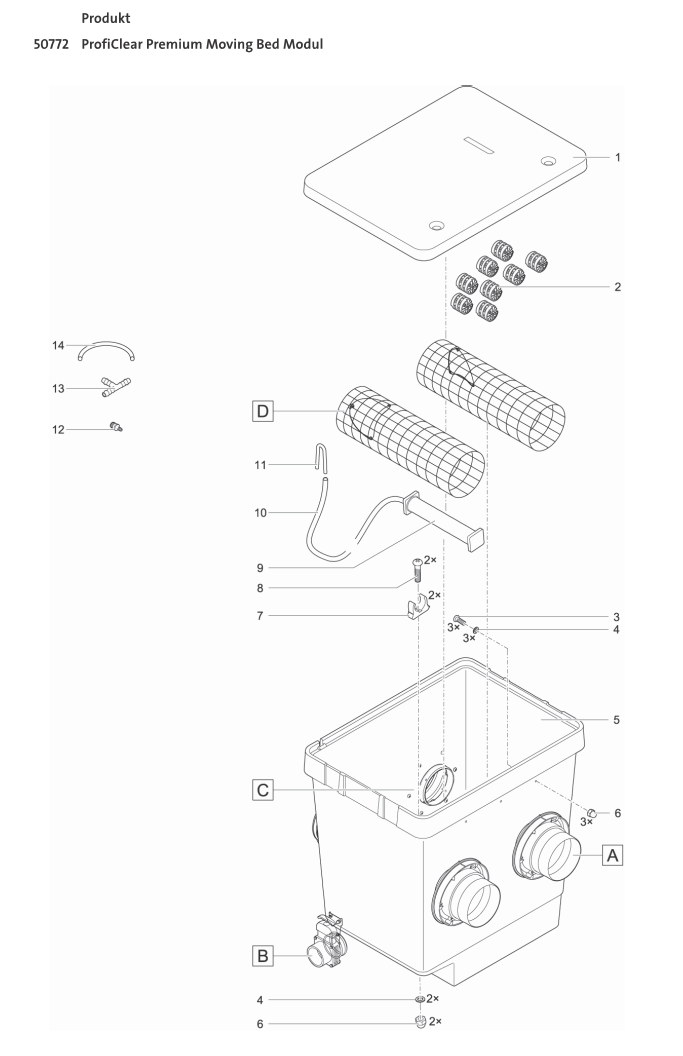 Bauplan 1 Ersatzteile für Oase ProfiClear Premium Moving Bed Modul