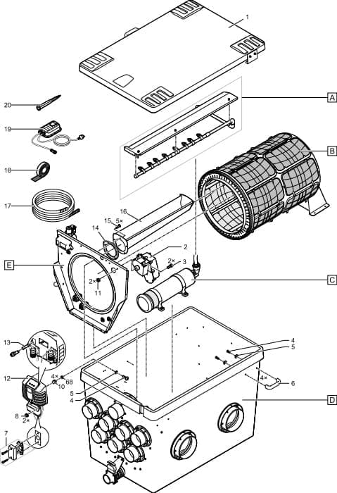 Bauplan 1 Ersatzteile für Oase ProfiClear Premium TF-XL Gravitation EGC