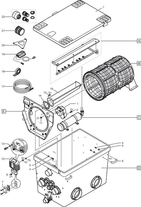 Bauplan 1 Ersatzteile für Oase ProfiClear Premium TF-XL gepumpt EGC