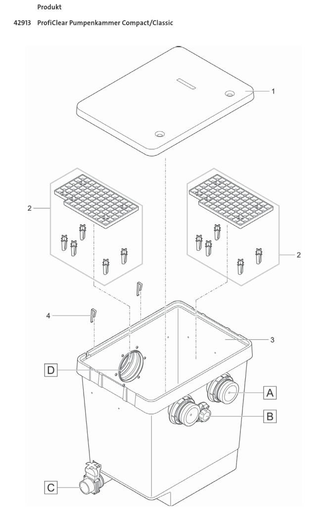 Bauplan 1 Ersatzteile für Oase ProfiClear Pumpenkammer Compact/Classic