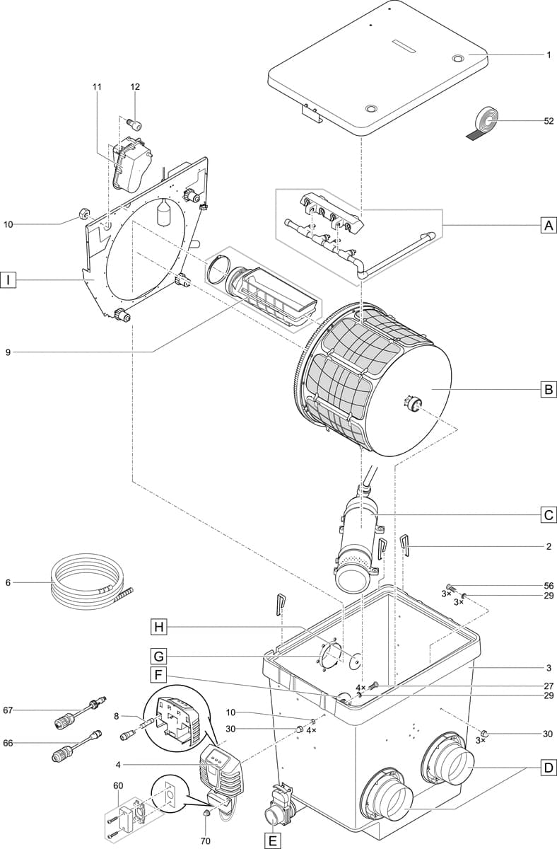 Bauplan 1 Ersatzteile für Oase ProfiClear Trommelfilter Premium TF-L gepumpt EGC