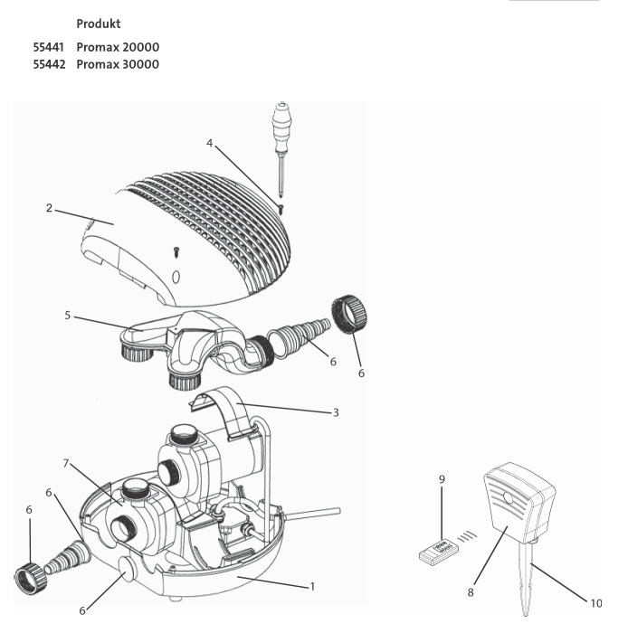 Bauplan 1 Ersatzteile für Oase Promax 20000