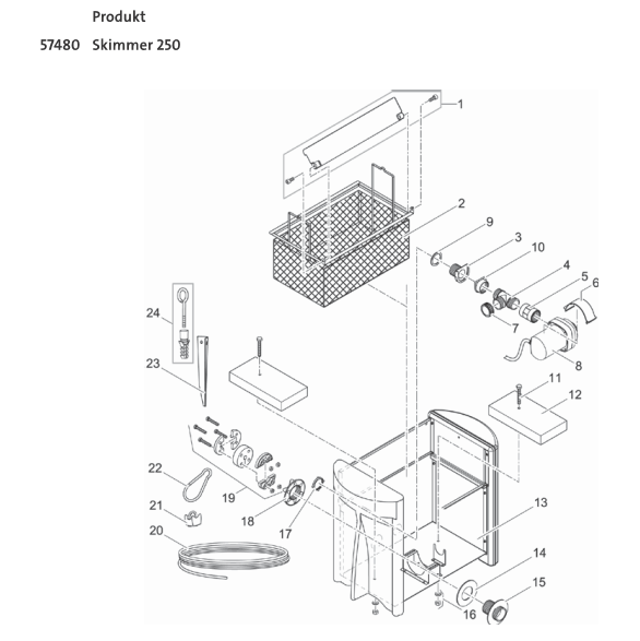 Bauplan 1 Ersatzteile für Oase Skimmer 250
