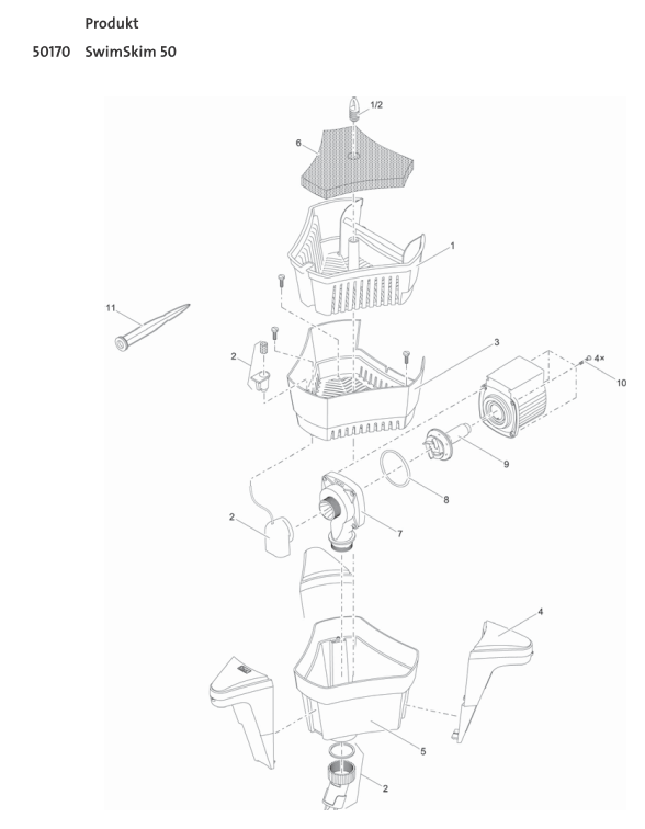 Bauplan 1 Ersatzteile für Oase SwimSkim 50