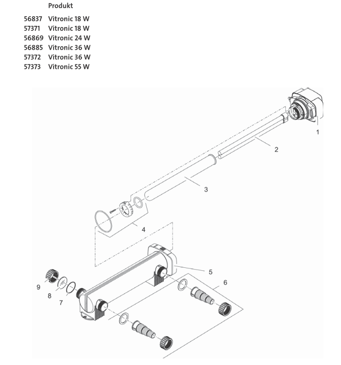 Bauplan 1 Ersatzteile für Oase Vitronic 18 W