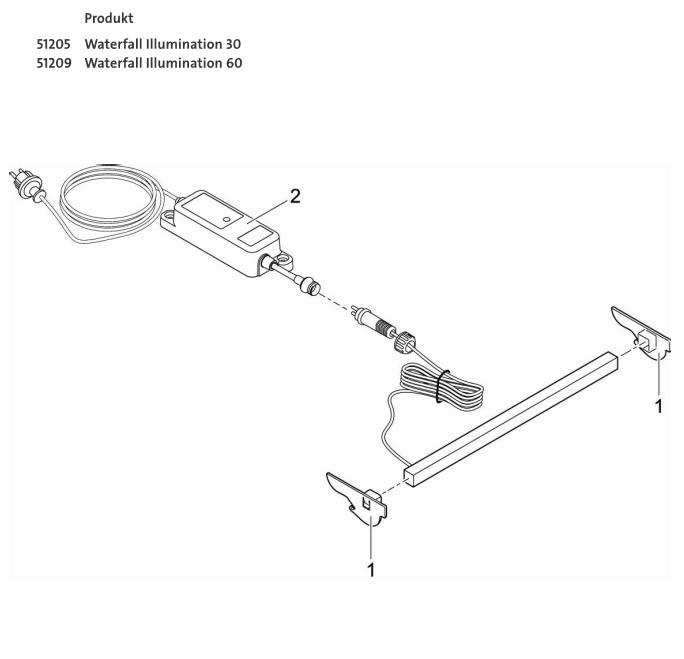 Bauplan 1 Ersatzteile für Oase Waterfall Illumination 30