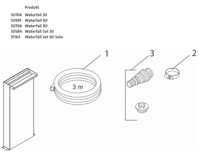 Bauplan 1 Ersatzteile für Oase Waterfall Set 60 Solo