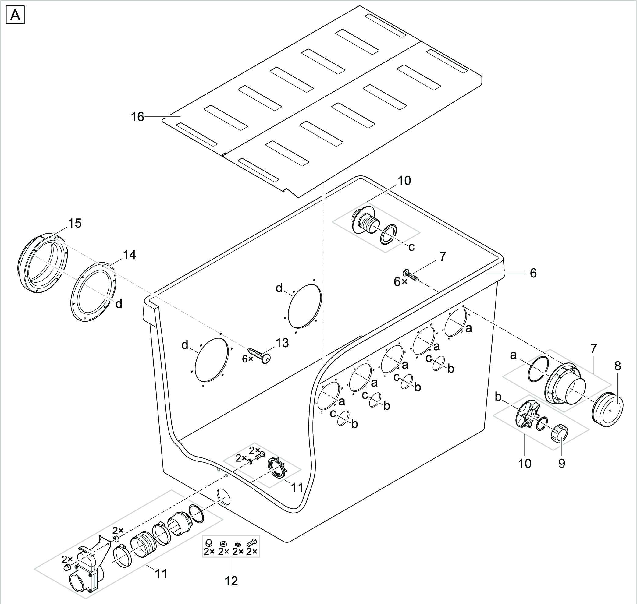 Bauplan 2 Ersatzteile für Oase ProfiClear Premium XL Ablaufmodul Gravitation