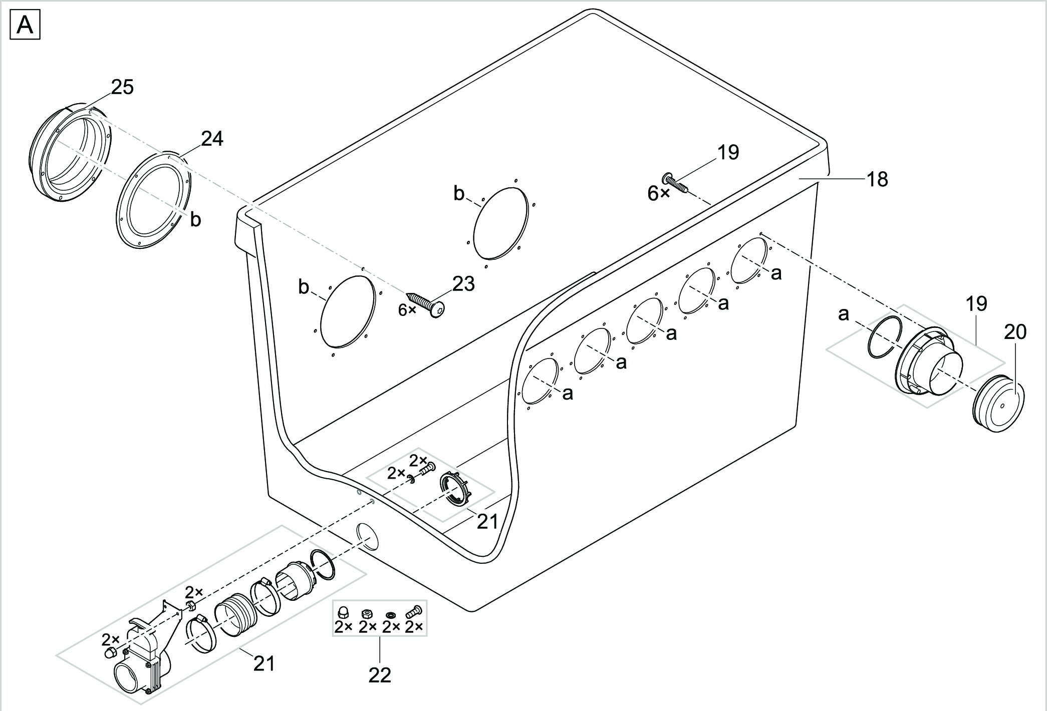 Bauplan 2 Ersatzteile für Oase ProfiClear Premium XL Ablaufmodul Pumpsystem