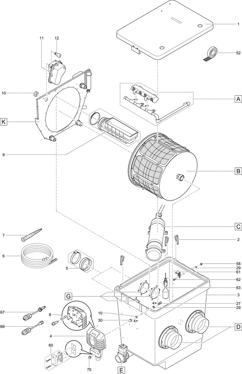 Bauplan 7 Ersatzteile für Oase ProfiClear Premium TF-L Gravitation EGC